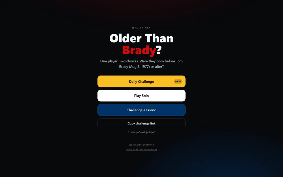 Older Than Brady? website
