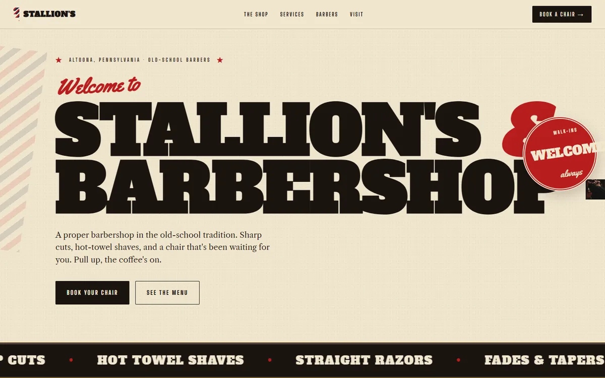 Stallion's Barbershop website